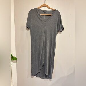Stateside Supima Cotton V-Neck T-Shirt Dress Gray XS Made in USA